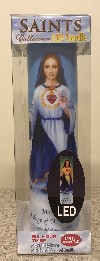 Flameless LED Candle: Mary Refuge of Holy Love With English/Spanish Prayer