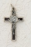 Crucifix- 2 inch St. Benedict Crucifix BROWN Enamel with Silver Corpus and Medal