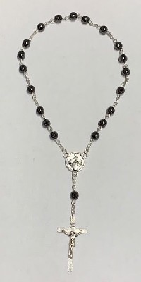 Chaplet Packet: Hematite/Silver UNITED HEARTS CHAPLET (with Eng/Span prayer insert)