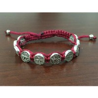 Jewelry: RED St. Benedict Slip Knot Bracelet With 10 St. Benedict Medals