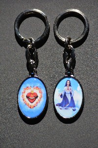 Keychain:2-Sided with Full Color Images of Mary Refuge of Holy Love and The Complete Image of the United Hearts