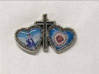 Lapel Pin with Images of Mary Refuge of Holy Love and The United Hearts