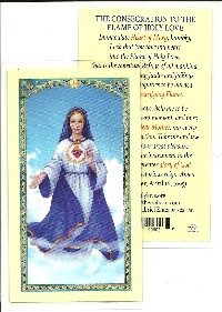 Prayer Card Laminated: Prayer "The Consecration To The Flame Of Holy Love" (English)