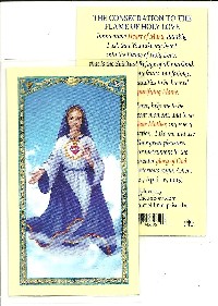 Prayer Card Laminated: Prayer "The Consecration To The Flame Of Holy Love" (English)