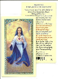 Prayer Card Laminated: Prayer To "Mary, Refuge of Holy Love" (English)