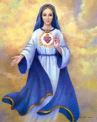 Print: Mary, Refuge of Holy Love With Color Background (8x10)