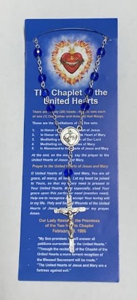 Chaplet Packet: Blue/Silver UNITED HEARTS CHAPLET (with Eng/Span prayer insert)