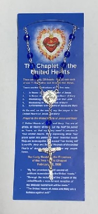 Chaplet Packet: Blue/Silver UNITED HEARTS CHAPLET (with Eng/Span prayer insert)