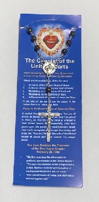 Chaplet Packet: Hematite/Silver UNITED HEARTS CHAPLET (with Eng/Span prayer insert)