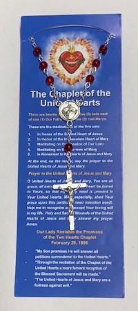 Chaplet Packet: Red/Silver UNITED HEARTS CHAPLET (with Eng/Span prayer insert)