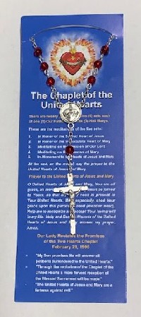 Chaplet Packet: Red/Silver UNITED HEARTS CHAPLET (with Eng/Span prayer insert)