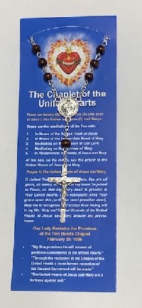 Chaplet Packet: Wood/Silver UNITED HEARTS CHAPLET (with Eng/Span prayer insert)