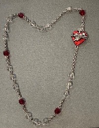 United Hearts Chaplet Bracelet (Double-Wrap, Red/Silver)